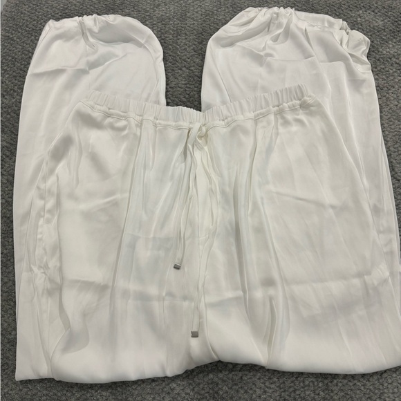 NWOT Anthropologie Maeve White Silky Parachute Pants Size Large - Picture 5 of 5